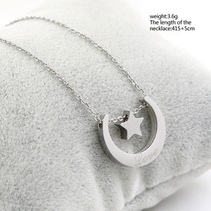Luna Y Estrella Colgantes, Collares para Novia,Amante <span class=keywords><strong>Joyeria</strong></span> - Product Image 1