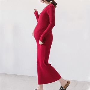 Chine Fabricants de tricots Service OEM Femmes Tricot Stretch Slim Tunique Pull personnalisé Robe de maternité pour maman enceinte - Product Image 5