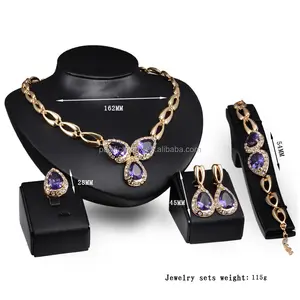 womens party luxury zircon gold filled jewellery sets18k gold four piece jewelry set