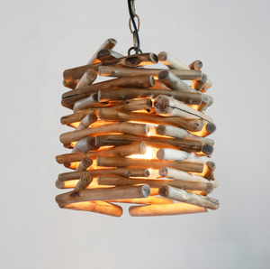 Lampe led suspendue en bois au design post-moderne, ampoules E27, design vintage cylindrique, éclairage d'intérieur, luminaire décoratif de plafond, idéal pour un <span class=keywords><strong>restaurant</strong></span> - Product Image 2