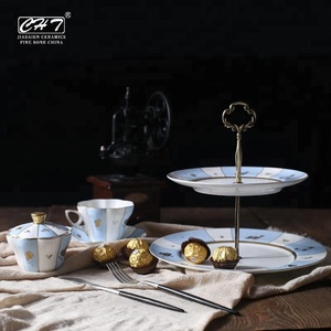 En gros décoratif hôtel restaurant mariage plaque 2 niveaux support de gâteau en céramique - Product Image 3
