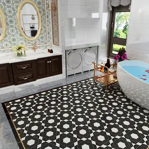 Mosaic Floor Tile Hexagon Flower Waterjet Mosaic Marble Inlay Floor Tile