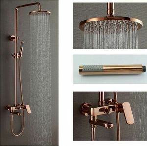 Di lusso 8 "Brass Doccia a Pioggia Testa In Oro Rosa Esposto Sistema Doccia Miscelatore Rubinetti Set - Product Image 3