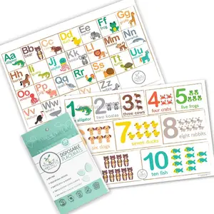 Pendidikan Hewan Desain Placemats Pakai untuk Anak-anak-Atas Meja Alas dengan Perekat Dukungan Lengket-60 Count