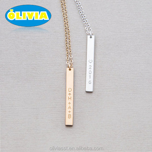 Lungo Layered Oro <span class=keywords><strong>Argento</strong></span> Riempito di Marcatura Laser Personalizzato Minimalista gioielli <span class=keywords><strong>Nome</strong></span> Placcato Barra Verticale Della <span class=keywords><strong>Collana</strong></span> - Product Image 1