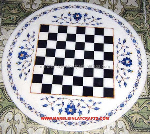 Round Marble <b>Chess</b> Design Marble Plate - Product Image 1