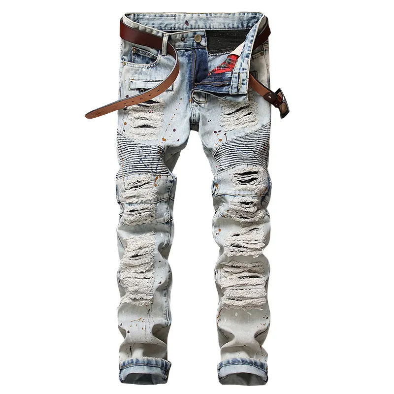 5036 Pent Alle Marken Jeans Dünne Männer Jeans Hosen Zerquetschen Jean Neue Designs Foto