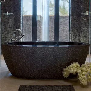 Meistverkaufte Marmor-Steinbadewanne Badezimmer-Wanne Naturstein Schwarzer Marmor Beige Travertin Maßgefertigte Steinproduktion - Product Image 1