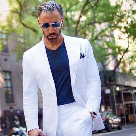 Terno Traje De Blanco Hombre Blanco Piezas Novio Boda Trajes Slim