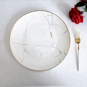 10.5 pouce de mariage en céramique <span class=keywords><strong>marbre</strong></span> <span class=keywords><strong>service</strong></span> plaque avec or jante - Product Image 4