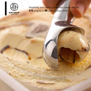 Herramientas de helado de grado alimenticio, cuchara anticongelante de plata 304 de acero inoxidable, venta al por mayor - Product Image 2