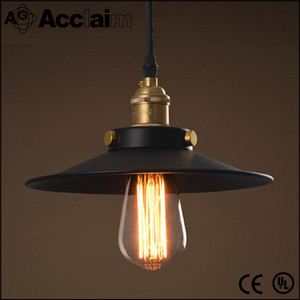 Negro de La Vendimia de Iluminación Retro tapa <span class=keywords><strong>oficial</strong></span> en forma de sombra wok de hierro de una sola cabeza colgante - Product Image 2