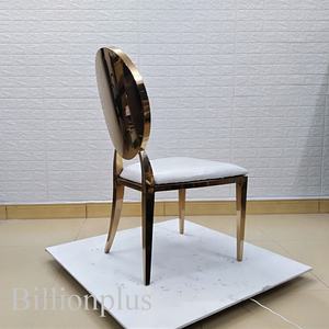 Gelin damat için 2019 Modern paslanmaz çelik altın deri sandalyeler yüksek kalite taç kraliyet yemek çağdaş tasarım düğün parkı - Product Image 4