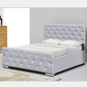 Meubles <span class=keywords><strong>de</strong></span> chambre à coucher <span class=keywords><strong>de</strong></span> style moderne, <span class=keywords><strong>lit</strong></span> <span class=keywords><strong>en</strong></span> bois avec boutons <span class=keywords><strong>en</strong></span> cristal - Product Image 1