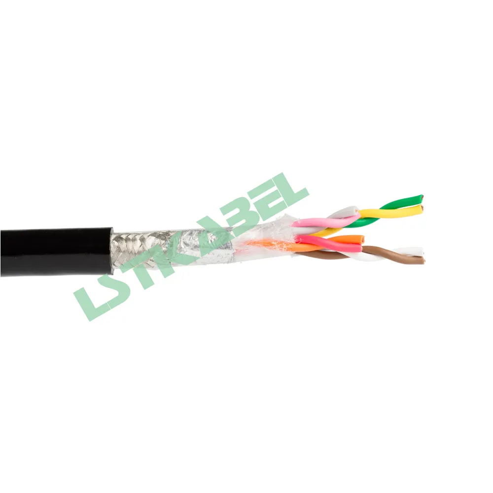 8 Core 0.2mm Double Shielded Twisted Pair Flexible Cable for Data Transmission