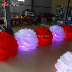 Wedding Red and White Inflatable Rose Flower with Light