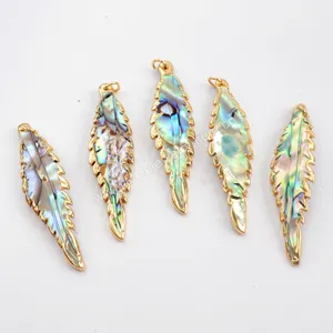 G1600 Gold plating Natural abalone pendant for necklace DIY Natural abalone shell jewelry in best price