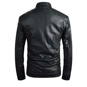 Veste en <span class=keywords><strong>cuir</strong></span> pour homme classique à fermeture éclair compétitive - Product Image 2