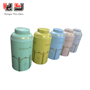 Latas de metal redondas para almacenamiento de harina de granos de té, latas grandes personalizadas de fábrica china, venta al por mayor