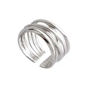 925 Sterling Silver Twining Jewelry Women Minimalist Rings