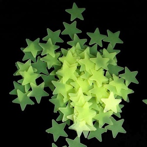 Étoiles vertes en vinyle colorées, lot de, étiquettes décoratives lumineuses en plastique, brillent dans les endroit sombres, autocollants décoratifs, pour le mur - Product Image 2