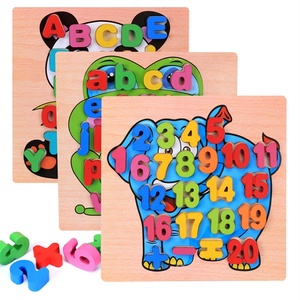 Montessori wooden letters Alphabet & Animals <span class=keywords><strong>zoo</strong></span> toys educationa 3d animal shaped wooden puzzle - Product Image 1
