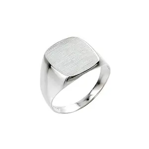 Em branco anel de sinete mat polonês no topo 12x12mm jóias simples anel de prata para homens e mulheres