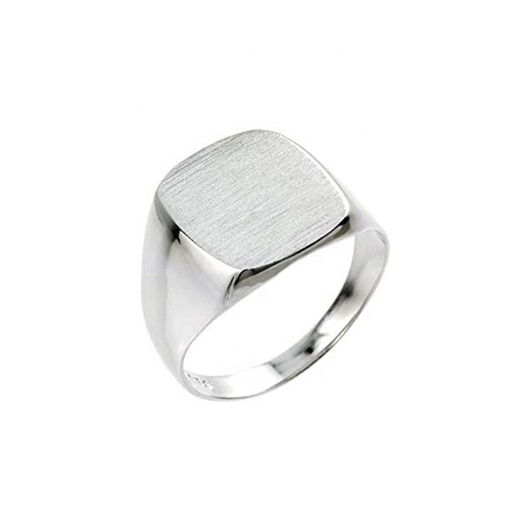Blank Signet Ring Mat Polish On Top 12x12mm Silver Jewelry Simple Ring For Men And Women
