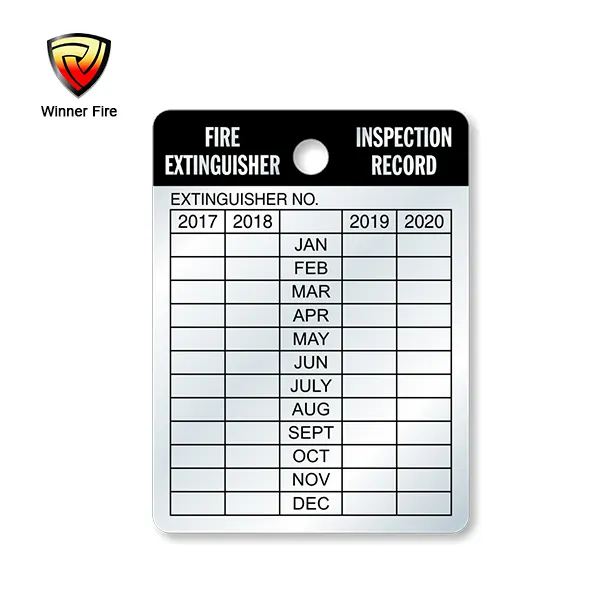 Tarjeta de inspección extintor extintor de repuesto en el sistema contra incendios