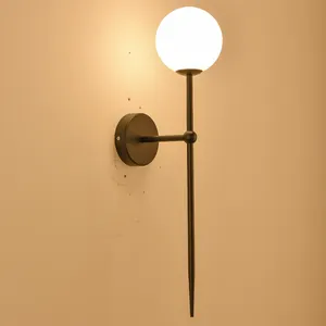 Lâmpada de parede fixada em lâmpada, alta qualidade, luminária de parede fosca, preta, com leite, em formato de vidro branco