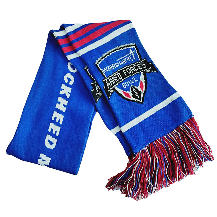 New Fashion Acrylic Knitted Sports Fan Custom Sports Knitted Scarf and Snood Free Pattern Long Style