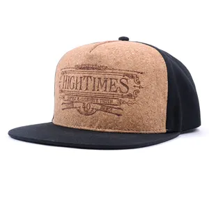 underbrim embossed logo hip hop flat brim cork snap back snapback cap hats for man