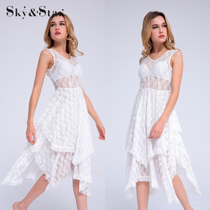 2018 dessins De Mode sans manches <span class=keywords><strong>dos</strong></span> nu couche blanc dentelle robe pour <span class=keywords><strong>femme</strong></span> - Product Image 3