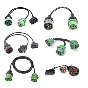 Auto J1939 Typ 1 bis J1939 Typ 2 GPS-Tracker Adapter Stecker auf Buchse 9-poliger schwarzer Stecker auf grünes LKW-Kabel Diagnose kabel