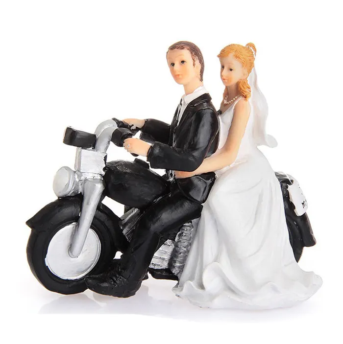 Garniture de gâteau de moto en résine, pour mariage, figurines de Couple, à emporter