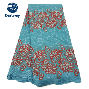 Nuovo Arrivo Bestway: Pizzo <span class=keywords><strong>Africano</strong></span> 100% Cotone Ricamato, Voile Svizzero con Tessuto SL0475 - Product Image 2
