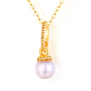 New design Korean real gold jewelry wholesale solid 24K 14K gold pearl pendant