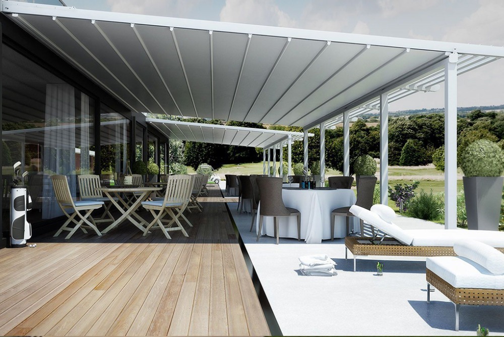 Design moderne Rétractable En Aluminium Pergola Toit Auvent Système