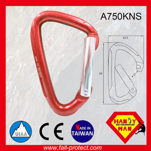 CE UIAA Certified Heavy Duty Outdoor Sports Aluminum High Quality D Shaped Straight Gate Climbing Carabiner - Product Image 3