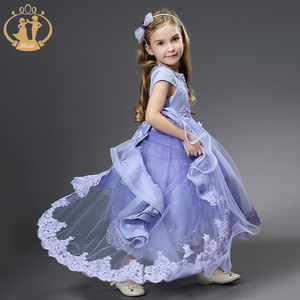 Robe princesse pour petites filles, vêtements fantaisie violettes, tenue de fête d'anniversaire, de spectacle, pleine longueur, violet, - Product Image 6
