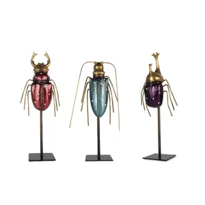 3D Neue Harz Käfer Skulptur Insekt Wohnkultur mit Metall Basis Geschenke