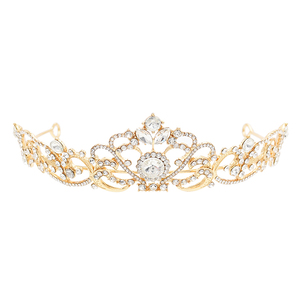 Tiara clásica de la corona de la Reina del tocado de la boda de la manera Europea brilla la corona de la princesa de la novia - Product Image 1