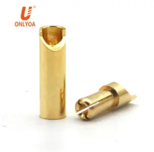 Directo de fábrica 4,0mm banana macho de cobre chapado en oro Cruz macho con corte de agujero de alambre de HM. núcleo hueco conector