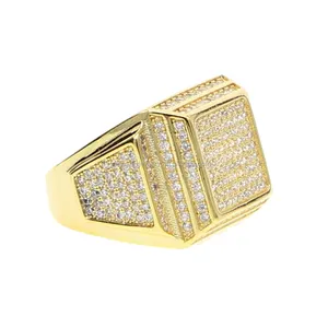 Nhà Máy Trực Tiếp Giá Người Đàn Ông Thiết Kế Nhẫn Micro Pave Cz Iced Out Ban Nhạc Đám Cưới Kỹ Sư Nhẫn Sắt Bán