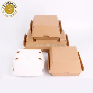 Custom Corrugated Hamburger Box 300gsm Paper Fast Food Disposable Paperboard 1-6 Colors Food Packing Burger Box