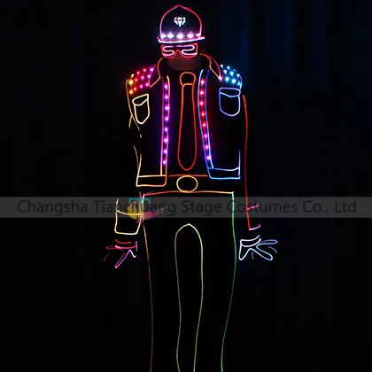 Hot sale Light balance group tron dance LED costumes boys dance clothing stage performance wear for adult