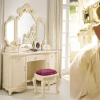 Europeo moderno Stile Francese Bianco specchiera In Legno con 3 specchi e armadio