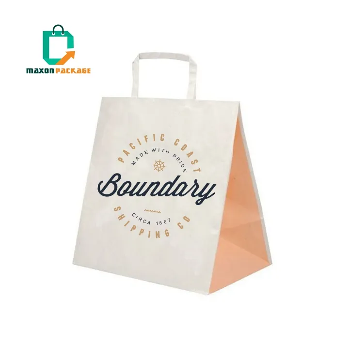 Sedex-Bolsa de embalaje ecológica, bolsa de papel Kraft reciclable con estampado personalizado de Color marrón para llevar comida rápida en restaurante, con logotipos