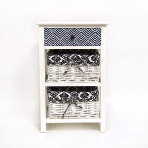 <span class=keywords><strong>Commode</strong></span> à <span class=keywords><strong>3</strong></span> niveaux en bois avec panier pour chambre à coucher - Product Image 4