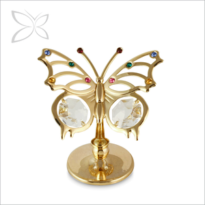 Figurine de papillon en cristal poli plaqué or Crystocraft, luxe, bohème, miniature, cadeau de mariage, décoration de la maison, souvenir - Product Image 2
